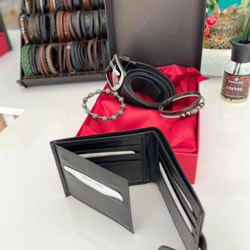 Hakiki Deri Cüzdan Kemer Bileklik Set 1