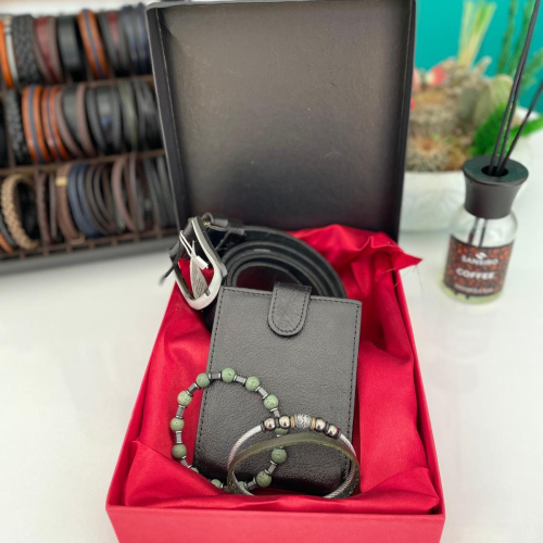 Hakiki Deri Cüzdan Kemer Bileklik Set 4