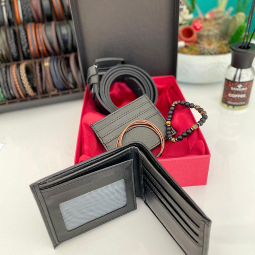 Cüzdan Kemer Bileklik  Deri Takı Seti 4